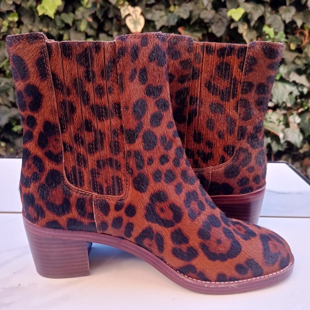 Madewell The Autumn High Leopard Calf Hair Chelsea Boots Women's Size 7.5 - Picture 9 of 12